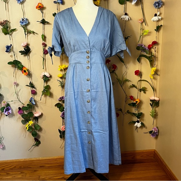 Buffalo David Bitton Mariposa Women's Buttoned Linen Dress, Small NWT - Picture 2 of 12
